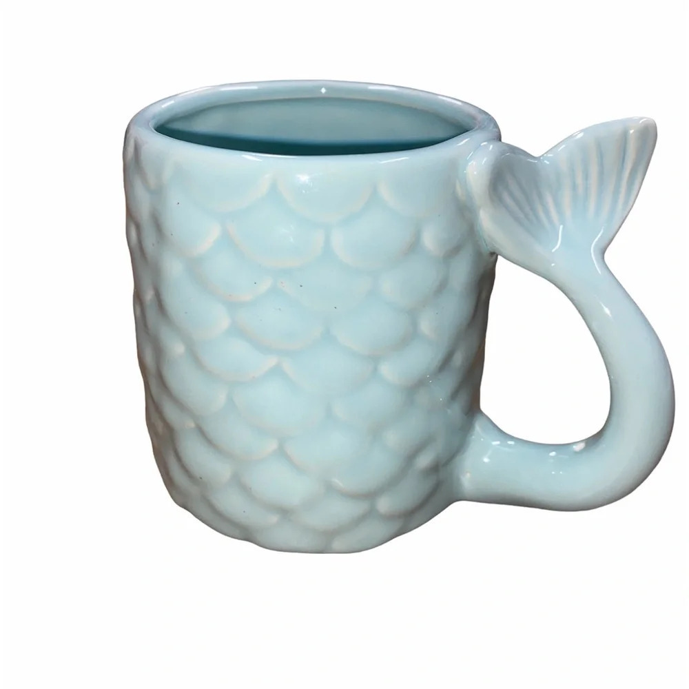 Blue mermaid ceramic mug